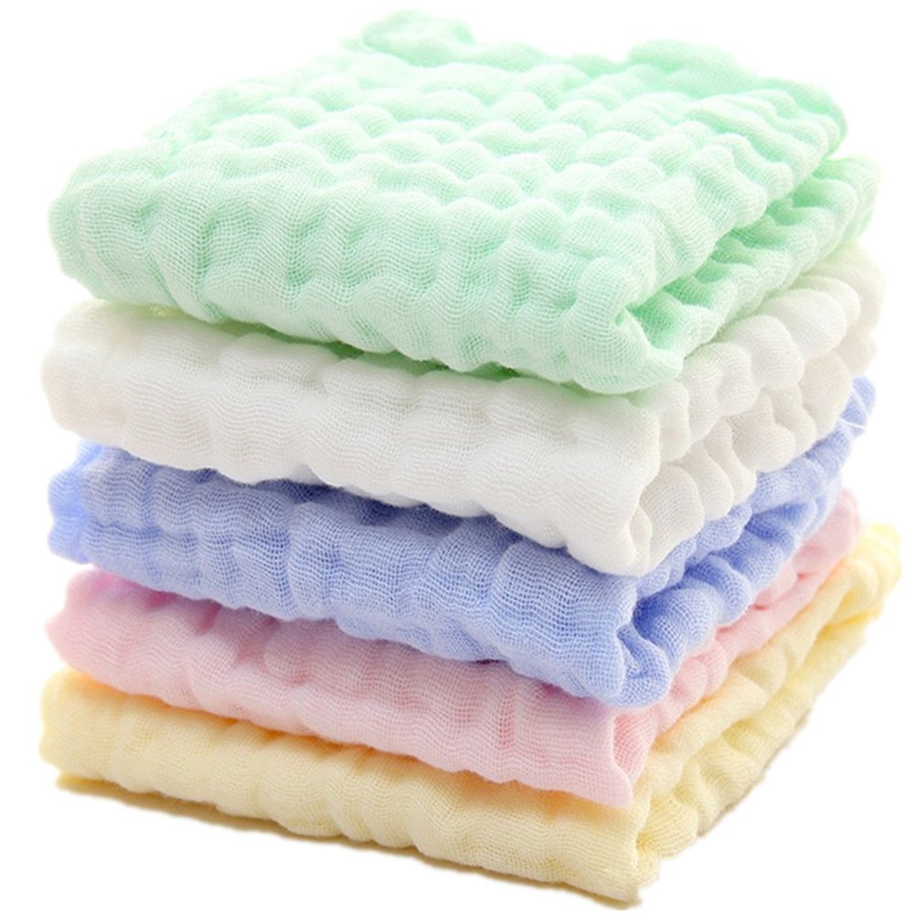 230816030131430_1 MUKIN Baby Muslin Washcloths - Natural Muslin Cotton Baby Wipes - Soft Newborn Baby Face Towel and Muslin Washcloth for Sensitive Skin- Baby Registry as Shower , 5 Pack 12x12 inches - Image 1